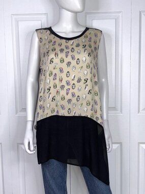 MELISSA NEPTON women's owl print sleeveless tunic XL